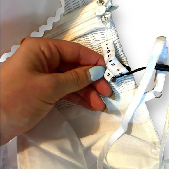 English Factory Colorblock Wave Trim 3 Tiered Dress White Ruffle NWT Size Small - Picture 8 of 12